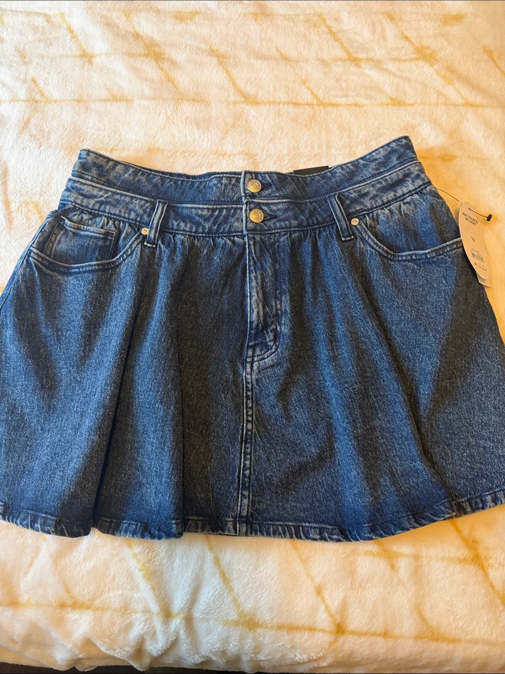 Free Assembly Dark Blue Denim Mini Skirt